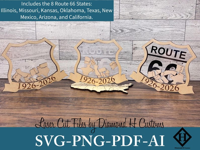 Route 66 Centennial Laser Cut File Route 66 Centennial SVG Route 66 Shaker Ornament Laser Cut File Route 66 Laser Cut Route 66 Shaker  SVG
