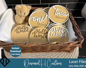Baby mijlpaal laserbestanden Baby mijlpaal SVG Baby mijlpaal lasergesneden bestanden mijlpaal lasergesneden bestand Baby mijlpaal laser baby mijlpaal