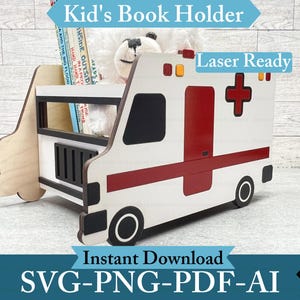 Kinderbuchhalter Transport Kinderzimmer Dekor Holzbuch Organisator Digitale Datei Babypartygeschenk Fahrzeug Dekor DIY Laser Cut