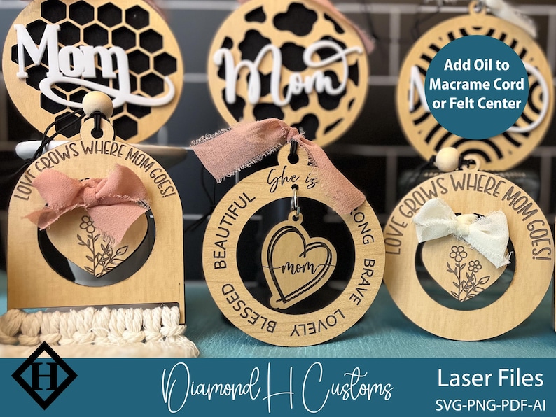 Wooden Car Accessories SVG Laser Cut File For Mom