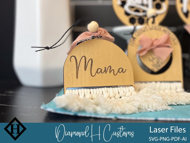Laser Cut Mom Car Charm SVG Bundle For Mother's Day