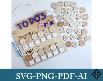 子供向け家事表デジタルファイル、木製家事表、木製家事表、家事表SVG、子供家事表SVG、家事表、子供家事表