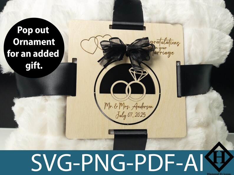 Bridal Keepsake Collection Wedding Blanket Tag Custom Ring Design Personalized Date Detail Diamond Ring Holder Premium Wedding Gift Beautiful Memory Charm Special Wedding Favor Elegant Decoration Piece Perfect Bridal Present Customization