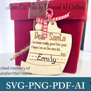 Dear Santa Letter Ornament Laser Cut File, Christmas Ornament SVG, Kids Personalized Santa Letter, DIY Holiday Decor, Digital Download