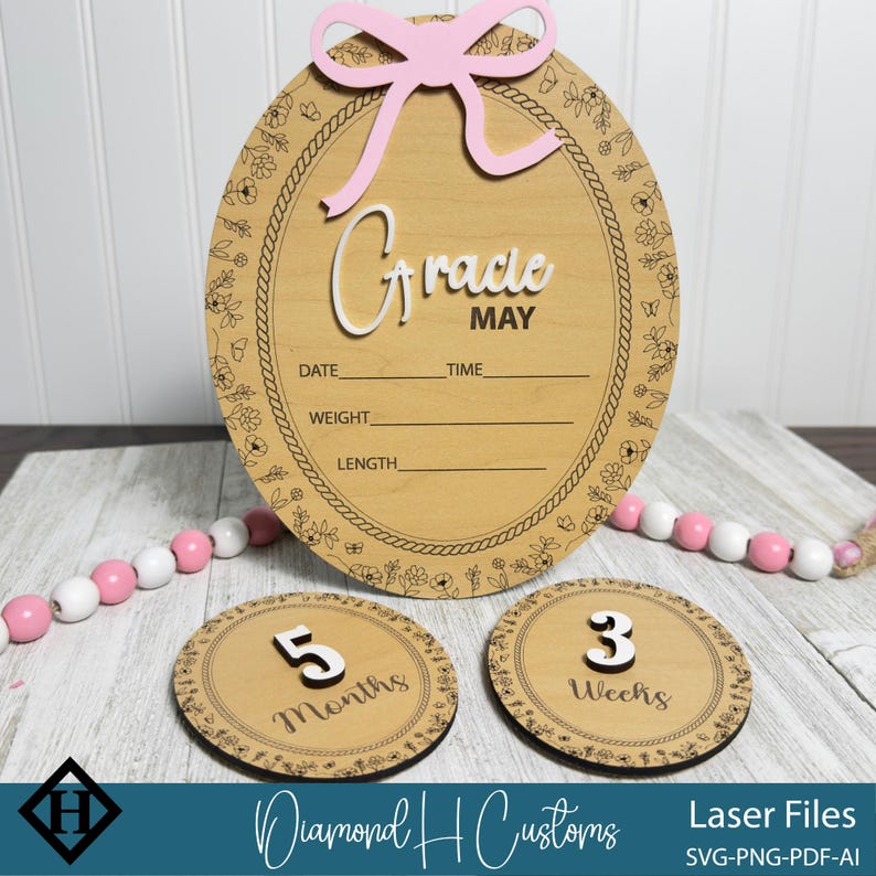 Baby Milestone Tracker Digital File Laser Cut Svg Design Nursery ...