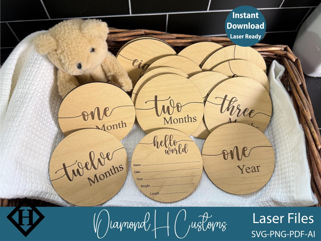 Baby Milestone Laser Files Baby Milestone SVG Baby Milestone Laser Cut ...