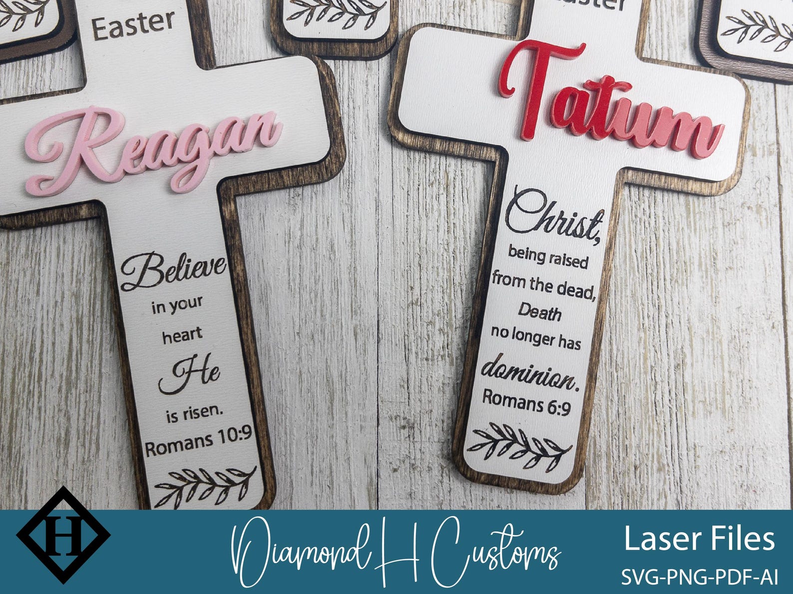 Personalized Easter Cross Ornament Laser Cut Name Tags Religious ...