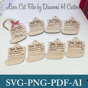 Adorno SVG Paquete Carta a Papá Noel Archivo cortado con láser Nota a Papá Noel SVG Adorno de recuerdo para niños SVG Adorno de recuerdo Archivo cortado con láser Adorno svg
