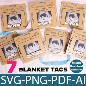 Faire-part de grossesse étiquette cadre Pop Out Idée cadeau nouveau-né pour famille amour Cadeau pour Révéler Coming Soon cadre pour bébé Photo Laser SVG