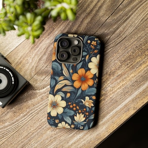 Fall Flowers Phone Case, Autumn Floral Case, Flower Phone Case for iPhone 15 14 13 12 11 Pro, Pro Max, Plus, Mini