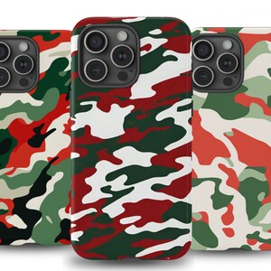 Camouflage Christmas Phone Case iPhone 15 14 13 12 11 Pro, Pro Max, Plus, Mini, Pixel 7, 6, 6 Pro, Samsung 23, 22, 21, 20, Plus, Ultra, FE