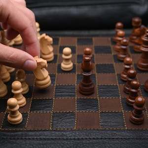 Chess, Travel Chess Board - Perfect Chess Gift for Him or Her, Leather Chess Roll, Chess Set, Personalized Chess