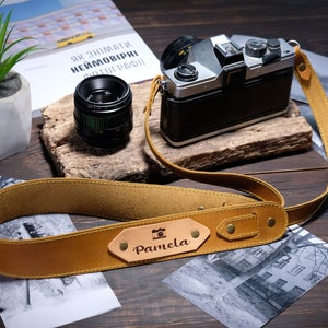 Personalized leather camera strap