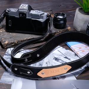 Copper personalized leather camera strap, handmade leather camera strap