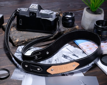 Copper personalized leather camera strap, handmade leather camera strap