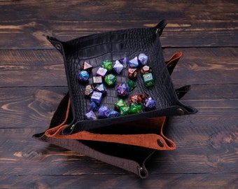 Custom Dice Tray, Personalized dnd dice tray made with dragon leather