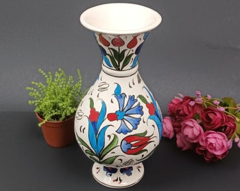 Turkish Handmade Ceramic Vase - Elegant White Design for Home and Kitchen Décor, flower design vase, Perfect Wedding or christmas Gift