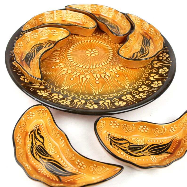 Ceramic Snack Serving Set, Handmade Turkish Tile Design plate , Perfect Gift for anyone, christmas gift image 8