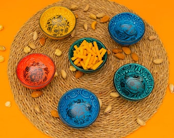 x10 Handmade Turkish Ceramic Mini Bowls: Unique & Colorful Serveware Set | Memorable Dining Experiences and Great Gifts