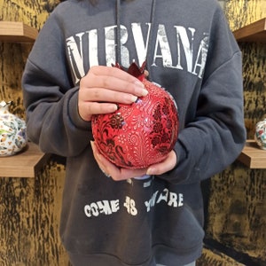 Handgefertigte große Granatapfelvase, Keramikverzierung, Wohnkultur, türkische Vase, Tischdekoration, Kunstvase, rote Vase