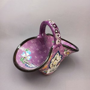 Handpainted Ceramic Sugar Bowl | Handpainted Sugar Box | Basket shaped Sugar Bowl | Sugar Basin | mother day gift | gift for mom purple