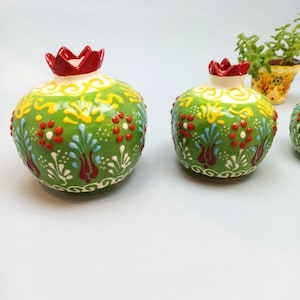Handmade Pomegranate Vase Set of 3, Ceramic Ornament, Home Decor, Turkish Vases, Table Decoration, Art Three Vase, Red, Blue, Yellow, white