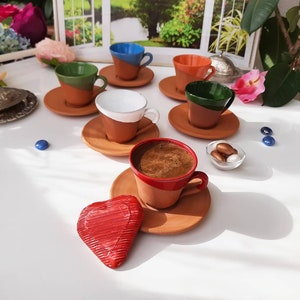 Handmade Pottery Coffee Cups, Set of 6, Ceramic Tea Cups, Rustic Drinkware, Kitchen Decor