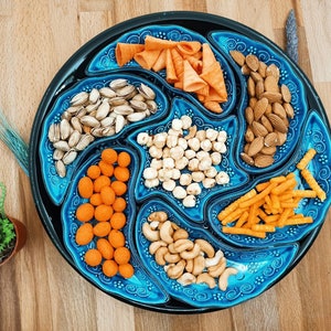 Ceramic Snack Serving Set, Handmade Turkish Tile Design plate , Perfect Gift for anyone, christmas gift