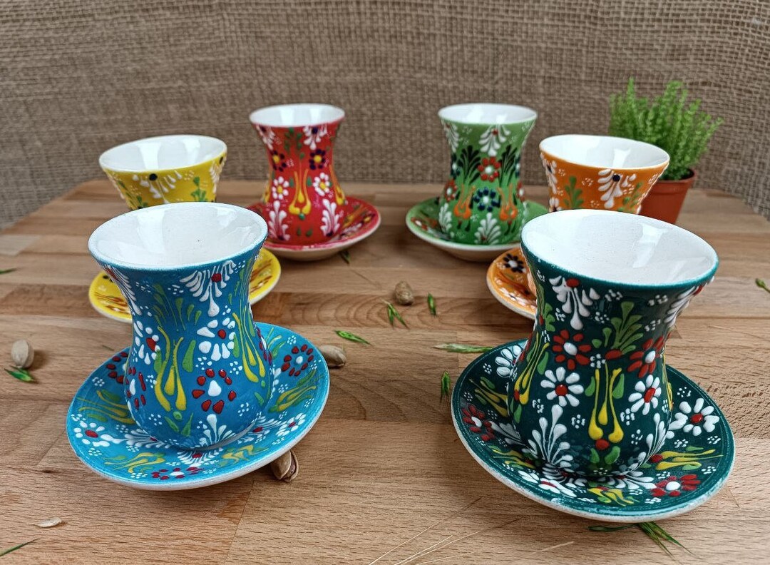 kozara12　３点セット 12 Piece Turkish Tea Set - Authentic 6 Turkish Teacups and 6