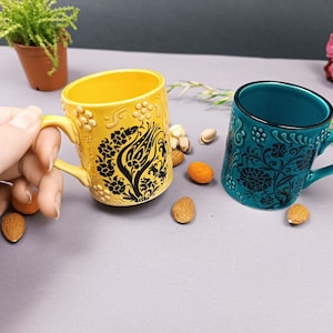 Handmade Turkish Coffee Mug: Small Ceramic Tea Cup, Hand-Painted
