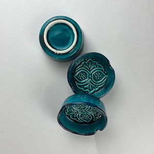 Set of 3 Handmade Turkish Ceramic Ashtray | Hand Painted Turquoise Ceramic Ashtray, Turquoise Ceramic Ashtray, Handmade Ceramic Art Piece
