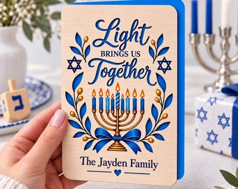 Personalized Family Jewish Parents Card, Hanukkah Gift Festival Of Lights