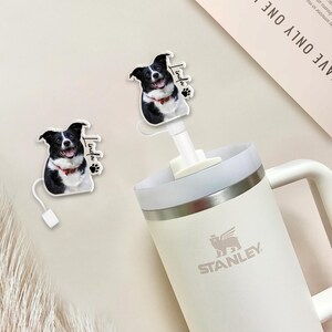 Custom Your Dog Photo Straw Topper Cat Pet Gift, Stanley Cup Accessories, Drink Cup Straw Cover, Stanley Topper, Tumbler Straw Cap, Dogs Mom
