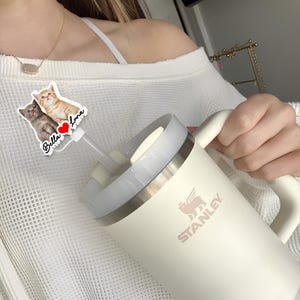 Personalized Pet Photo Stanley Straw Topper: Custom Dog Cat Cup Accessory