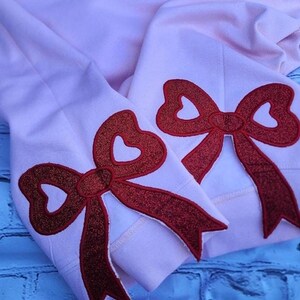 Merry and Bright Red Bow Trend Embroidery Christmas, Merry Xmas Bow, Embroidered Side Bow, Split Design, Gift for Christmas, ClaimingSpace