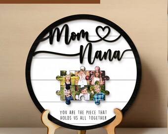 Custom Family Photo Sign Frame, First Mom Then Nana Gift Mothers Day