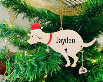 2025 Personalized Dog Pooping Christmas Ornament, Funny Dog Poop Ornament, Fun Dog Ornament, Funny Christmas Ornament with Name, Dog Pooping
