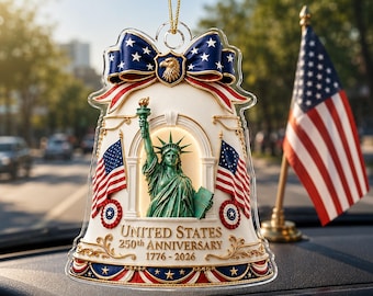 250th Years America Flag US Memory Hanging Car Charm, 1776-2026 Anniversary Patriotic Gift