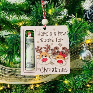 Customize Rudolph Money Holder Christmas Ornament, Here’s A Few Bucks for Christmas 2025, Reindeer Lucky Money Rudolph, ClaimingSpace-Gifts