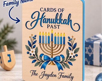 Hanukkah Keepsake for New Family Personalized Family Jewish Wooden Card