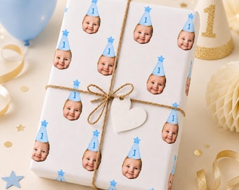 Personalized Your Baby Face Wrapping: Custom Photo 1st Birthday Gift Wrap