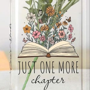 Favorite Books Just One More Chapter Custom Name&#39;s Bookish Acrylic Flower Book Vase, Book Vase Themed Gift for Readers, Gift for Book Lover