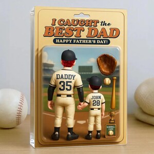 Custom Baseball Player Dad Gift, I Caught The Best Dad Acrylic Block Plaque Sign, Christmas Gift for Dad, Gift for Husband, Gift for Grandpa
