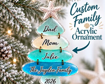 Personalized Member Coastal Family Beach Life Christmas Acrylic Ornaments