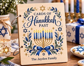 Hanukkah Personalized Family Card, Jewish Family Gifts, Chrismukkah Holiday
