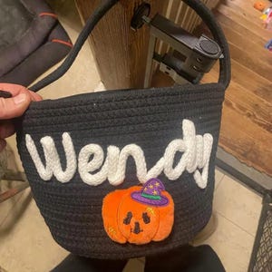 Personalized Embroidered Halloween Trick or Treat Basket