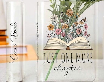 Just One More Chapter, Custom Name Bookish Acrylic Book Vase, Gift for Readers, Flower Bookshelf, Books Lovers Gift