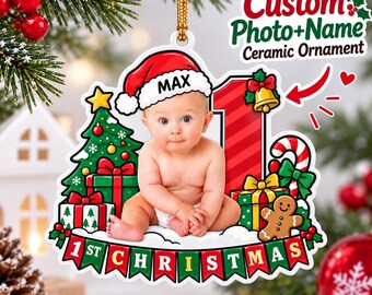 Personalized First Son Gift Christmas Ceramic Ornaments, Baby Boy Christmas