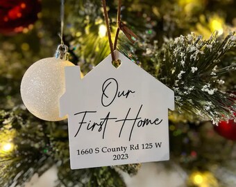 First Home Gift Christmas Ornament Custom Text Family, Car Hanging Charm, Stocking Tags, First House Christmas Married, ClaimingSpace-Shirt