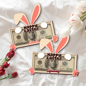Personalized Easter Rabbit Money Holder: Custom Name Gift Tag